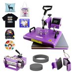 BetterSub 360 Degree Swivel Combo 5 in 1 12‘’ x15‘’ Heat Press Machine for T-Shirt 20/30oz tumbler Heat Press Hat Plate Cap Printing Sublimation Machine Heat Transfer Digital Industrial-Quality (12"x15"purple)