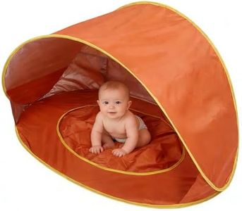 SENECESLI Baby Beach Tent, Portable Pop Up Beach Tent Sun Shelter with UV50+ Prevention, Lightweight & Easy Setup Beach Shade Canopy Cabanas, with Carrying Bag (Orange)