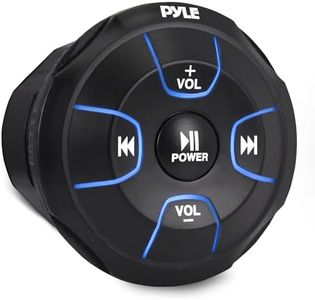 Pyle Amplified Wireless Bluetooth Audio Controller - 300 Watt Bluetooth Media Button, Waterproof Marine Receiver Remote Control W/Aux, Mount for Car Truck Boat Marine Powersport Vehicles - PLMRBT18