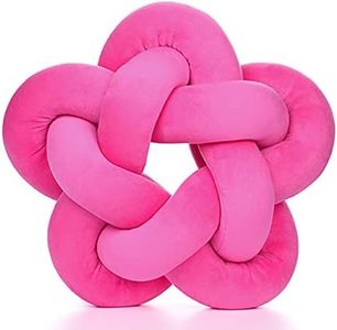 Wadser Knot Plush Throw Pillow Handmade Knotted Star Pillow Soft Sofa Lumbar Cushion Stuffed Ball Cushion Home Office Children Room Decor, Fuchsia