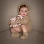 Wamdoll 19Inches Rooted Hair Adorable Lifelike Reborn Baby Doll in Soft Vinyl Realistic Newborn Girl Dolls in Brown Woolen Set Toys Gifts for Girls Ages 3+