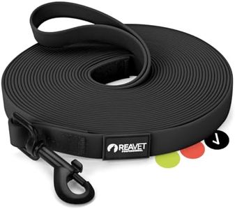 ReaVET Schleppleine für Hunde 10 Meter, Schwarz I Robuste & wasserfeste Hundeleine lang I Übungsleine mit Gepolsterten Griff, Trainingsleine Laufleine für große & kleine Hunde