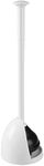 mDesign Plastic Freestanding Hideaway Toilet Bowl Plunger with Holder Set - Plunger for Bathroom Storage and Cleaning Organization - Heavy Duty, Space Saving - Aura Collection - White