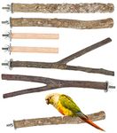 6 Pack Bird Perch Stand Set, Bird Cage Parrot Toys Natural Wood Branch Standing Stick Platform Playground for Small Medium Budgies Love Birds Macaws Finches Cockatiel Parakeet Conure Cage Accessory