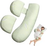 Uandhome Pregnancy Pillows for Sleeping, Maternity Pillow for Pregnant Women, Soft Pregnancy Body Pillow with Detachable and Adjustable Pillow Cover - Support for Belly,Back, Legs,Hips (Green)