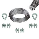 Awesome 4mm Galvanized Wire Rope Ideal for Pulleys, Winch Systems, Lifting, Rigging and DIY Projects (Wire Rope free, 2 Thimble, 6 Rope Clamps) (20 miter Wire Rope free, 2 Thimble, 6 Rope Clamps)