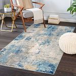 Lahome 3x5 Washable Kitchen Entrance Rug,Blue Entryway Rugs Soft Rugs for Living Room,Modern Abstract Non Slip Low Plie Small Carpet for Bathroom Beside Office(Blue,3x5)