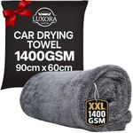 Car Drying Towel Extra Large 90cm x 60cm 1400 GSM Twisted Loop Microfibre - Charcoal Drying Towel Car Detailing, Double-Sided Edgeless Design, Super Absorbent, Durable Machine Washable and Lint-Free