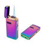 Jnfire Dual Arc Lighters, Refillable Butane Torch Infinity Lighter Adjust Flame, USB Rechargeable Flameless Lighter, Windproof Lighter for Pocket Portable, Rainbow Color (Butane Not Included)