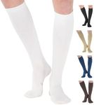 Made in the USA - Cotton Graduated Compression Socks - Unisex, Firm Support 20-30mmHg, Support Knee High's - Closed Toe, Color White, Size Medium - Absolute Support, Sku: A105WH2