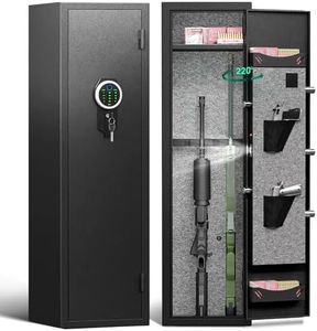 2-3 Rifle Safe, Biometric Gun Safe for Rifles and Pitols, Quick Access Gun Cabinet for Rifles and Pistols with Fingerprint Lock & Backlit Keypad, Rifle Safe with Adjustable Gun Rack & Removable Shelf