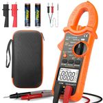 Crenova Digital Clamp Meter, 6000 Counts TRMS Multimeter, DC Amp Clamp Meter, AC/DC Current/Voltage, Resistance, Capacitance, Frequency, Duty Cycle, Temperature, Continuity, Diode, NCV, Live Wire Test