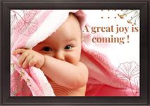 Grab Gifts New Born Baby Girl/Boy Smiling Poster with Frame I for Wall Pregnant Women Cute Large Living Bedroom Kids Room Decor I Pack of 1pc Premium Frame (13x19, Brown Frame)