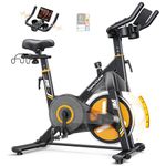 2026 Toputure Exercise Bike with Touchscreen LCD Display, Spin Bike with App Control 32-Level Electric Magnetic Resistance, Exercise Bikes for Home Use with Dumbbell Rack, 330lbs Weight Capacity