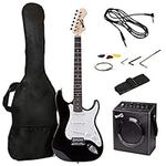 RockJam RJ20WAR2 Full Size Electric Guitar Superkit with Guitar Amplifier Guitar Strings Guitar Tuner Guitar Strap Guitar Case and Cable Black