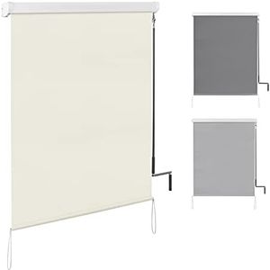 WOLTU Store Vertical de Balcon Store Enrouleur Occultant Auvent Vertical Paresoleil avec Manivelle et Cassette d'Auvent Pare-Soleil Pare-Vue Protection du Vent pour Balcon, Terrasse, 140x140 cm, Beige