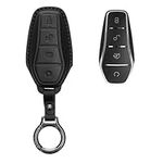 kwmobile Leather Key Cover Compatible with BYD Atto 3 / Han/Tang/Dolphin/Yuan/Seal Key Cover - Genuine Leather - Black