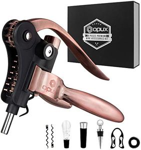 OPUX Wine Bottle Opener Corkscrew Set | Lever Wine Opener Accessories Kit with Aerator, Foil Cutter, Stopper, Pourer, Drip Ring | Wine Bottle Opener Tools Gift Box for Housewarming, Wedding (Bronze)