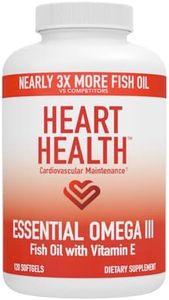 Heart Health Essential Omega 3 Fish Oil with Vitamin E. Helps maintain normal cholesterol levels, healthy blood pressure, promotes joint health. Non-GMO, gluten free. By Market America (120 Soft Gels)