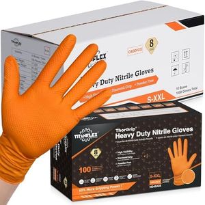 TitanFlex Heavy Duty Industrial Orange Nitrile Gloves, 8-mil, Gloves Disposable Latex Free with Raised Diamond Texture Grip, Powder Free, Rubber Glove, Mechanic Gloves,1000-ct Case (XXL)