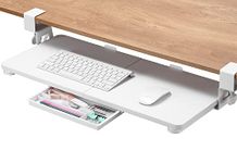 ETHU Keyboard Tray Under Desk, 26.77" X 11.81" Large Size Keyboard Tray with C Clamp-on Mount Easy to Install, Computer Keyboard Stand, Ergonomic Keyboard Tray for Home and Office