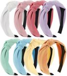 obeoby 8Pcs Headbands for Women, Top Knotted Headbands Fashion Women Headbands Knotted Wide Headbands Solid Color Hair Accessories Daily Christmas Gifts