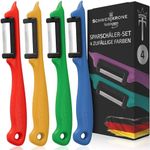 Schwertkrone Solingen Germany Fruit Peeler Pendulum Peeler Vegetable Peeler Right and Left Handed Colourful Mixed Set - 4 Pieces - Random Colour