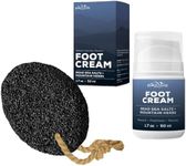 Pumice Stone - Natural Earth Lava Black - Pumice Valley Foot Cream for Dry Cracked Feet and Heels - Natural Moisturizer, Corn, Calluses Treatment - Dead Sea Salts, Shilajit, Mountain Herbs 1.7 Oz