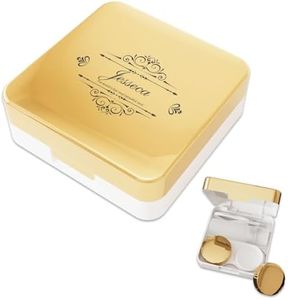 LRITER Contact Lens Case, Portable with Mirror, a Variety of Patterns and Shapes to Choose from, Auitable for Daily Makeup Office Travel Outdoor Use (Customized eyeglass case D)
