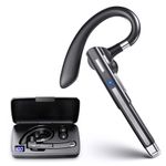 EUQQ Bluetooth Headset, Wireless Hands Free Earbuds with Noise Canceling Mic, LED Battery Display Case, Handsfree Headset for Driving/Office