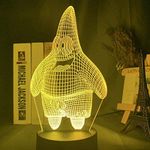 giyiohok 3D Illusion Lamp Led Night Light Cartoon Spongebob Patrick Star Hologram Baby Kid Bedroom Bedside Gift for Christmas Children s Sleep Lamp