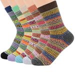 Zando Womens Winter Athletic Socks Hiking Socks Vintage Wool Socks Soft Warm Socks Thick Knit Cozy Socks Merino Wool Socks Crew Socks Multiple Colors E Shoe Size: 5-9