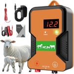 9.32 MilesElectric Fence Charger, 2J Energy Output 12KV Output Voltage,AC DC Electric Fence Energizer with LED Display for Preventing Wild Animals Intruding Great for Gardens,Poultry（Blue)