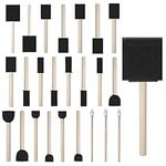 conda 25 Pack Foam Brush Set, 0.25"-2" Different Size Sponge Painting Brush Set Wood Handle, Lightweight Durable, Great for Acrylics, Stains, Crafts