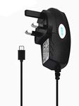 Alcatel 1V 2019 Charger - 3 Pin Mains Wall Plug Charger Micro USB Charger for Alcatel 1V 2019 (Micro Mains Charger) (Black)