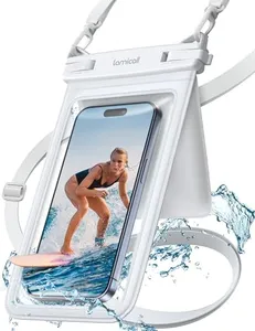 Lamicall Double Bag Waterproof Phone Pouch - IPX8 Waterproof Phone Case with Lanyard, Cell Phone Dry Bag Beach Essentials for iPhone 15/14/13 Pro/Pro Max/Plus, Galaxy 24/23/22, 4-7.5" White