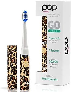 Pop Sonic Electric Toothbrush (Leopard) - Travel Toothbrushes w/AAA Battery | Kids Electric Toothbrushes with 2 Speed & 15,000-30,000 Strokes/Minute, Dupont Nylon Bristles