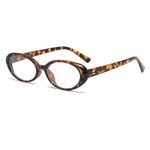 JOVAKIT Oval Blue Light Blocking Glasses for Women Men Vintage Fashion Small 90s Retro Oval Frame Style Eyeglasses, 02 Tortoise