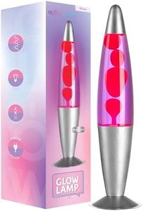 Glow Bright 16" Volcano Rocket Glow Lamp with Silver Base, Purple Liquid and Pink Wax, Novelty Lamp and Home Décor for Adults, Teens and Kids