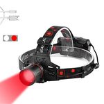 Red Light Head Torch Rechargeable, WESLITE Red LED Headlamp Zoomable Hunting Headlight Ultra Bright Red Head Light for Astronomy, Night Vision and Hog Coyote Varmint Hunting (Red & White Light)