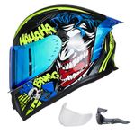 ILM Motorcycle Helmet Full Face with Pinlock Compatible Clear&Tinted Visors and Fins Street Bike Motocross Casco DOT Model Z501(Surprise Yellow, Large)