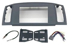 Jeep Grand Cherokee 2005-2007 Double Din Navigation Radio Bezel Dash Install Kit with Standard Wiring Harness and Antenna Adapter - GREY