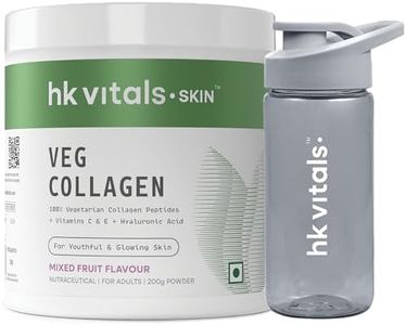HealthKart Hk Vitals Veg Collagen Supplement,(Mixed Fruit,200 G) & Sipper Bottle (Grey,300 Ml) Combo Pack|With Biotin,Vitamin C,E,Sodium|For Healthy,Hair & Nails,Powder,2 Count,25 Servings