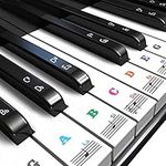 Piano Keyboard Stickers, Piano Notes Stickers for 37/49/54/61/88 Key, Removable Keyboard Letters Colorful Large Transparent Piano Stickers for Kids and Beginners