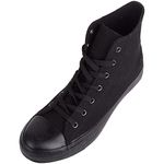 Mens Slip On Lace Up High Top Canvas Summer Trainers Pumps Sneakers - All Black - UK 8 / EU 42