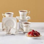 Karaca Autumn Coffee Service Set for 6 People, 6 x Espresso Cups and 6 x Saucers, Robust Mocha Cup, Thick Drinking Rim, Espresso Cups, Mocha Cups, Karaca Porcelain