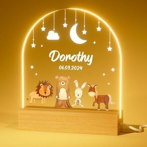 iDIY Lampara Bebe Personalizada - Regalos Originales Bautizos - Regalo Bebe Recien Nacido Niña y Niño - Regalo Personalizado Lampara Bebe Noche - Estrellas