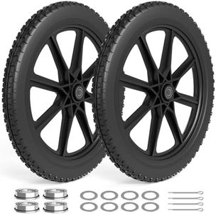RONPOW 20 Inch Flat Free Wheelbarrow Wheels Compatible with rubbermaid Cart with 3/4 Inch and 5/8 Inch Bearings, Compatible with rubbermaid Wheelbarrow Wheels Garden Yard Carts, 2 Pack Black