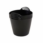 BiGDUG Plastic Flexi Tubs (26 Litre) - Pack of 5 - Black - Heavy Duty Flexible Storage Bucket - Multi Purpose Round Container