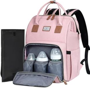 Lekespring Mochila Bebe,Mochila Carro Bebe Grande Multifuncionales,Mochila Maternidad con Cambiador Portátil y Correas para el Cochecito,Mochila Cambiador Bebe Bolso para Viaje Mamá y Papá -Rosa